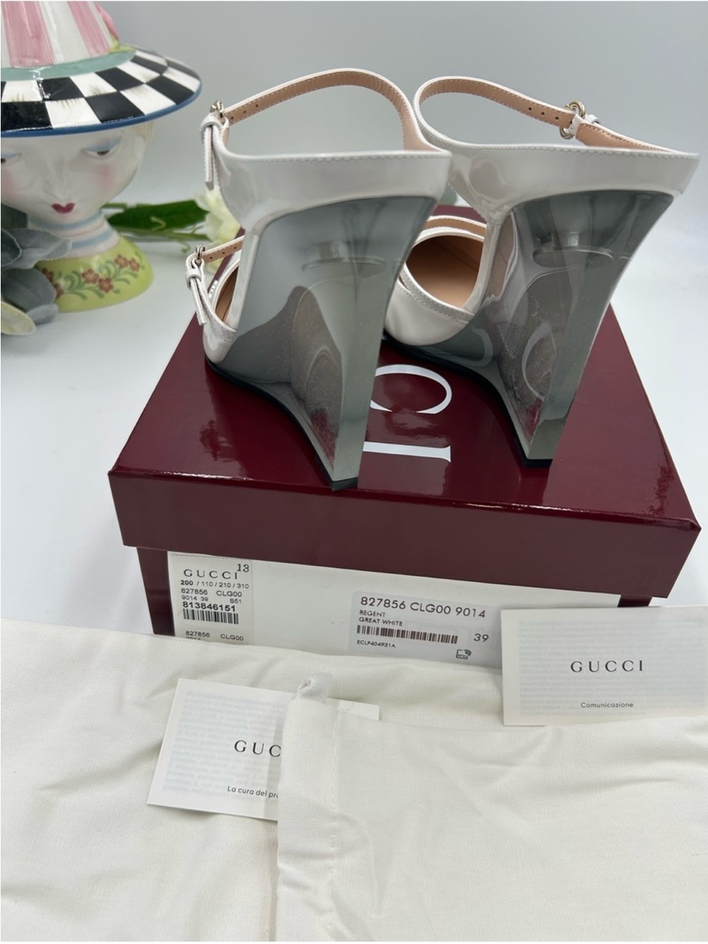 Women’s Gucci, Regent, leather wedge mules, size 39 made in Italy - Picture 7 of 10